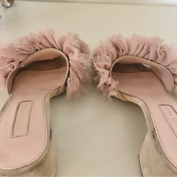 Avec Les Fillies Maya Pink Chiffon Slide Block Heel. Size 8. - Picture 6 of 13